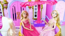 Rapunzel Barbie Dolls' One Day at Pink Princess Castle Prinzessin puppe Schloss Kastil putri Barbie | Karla D.