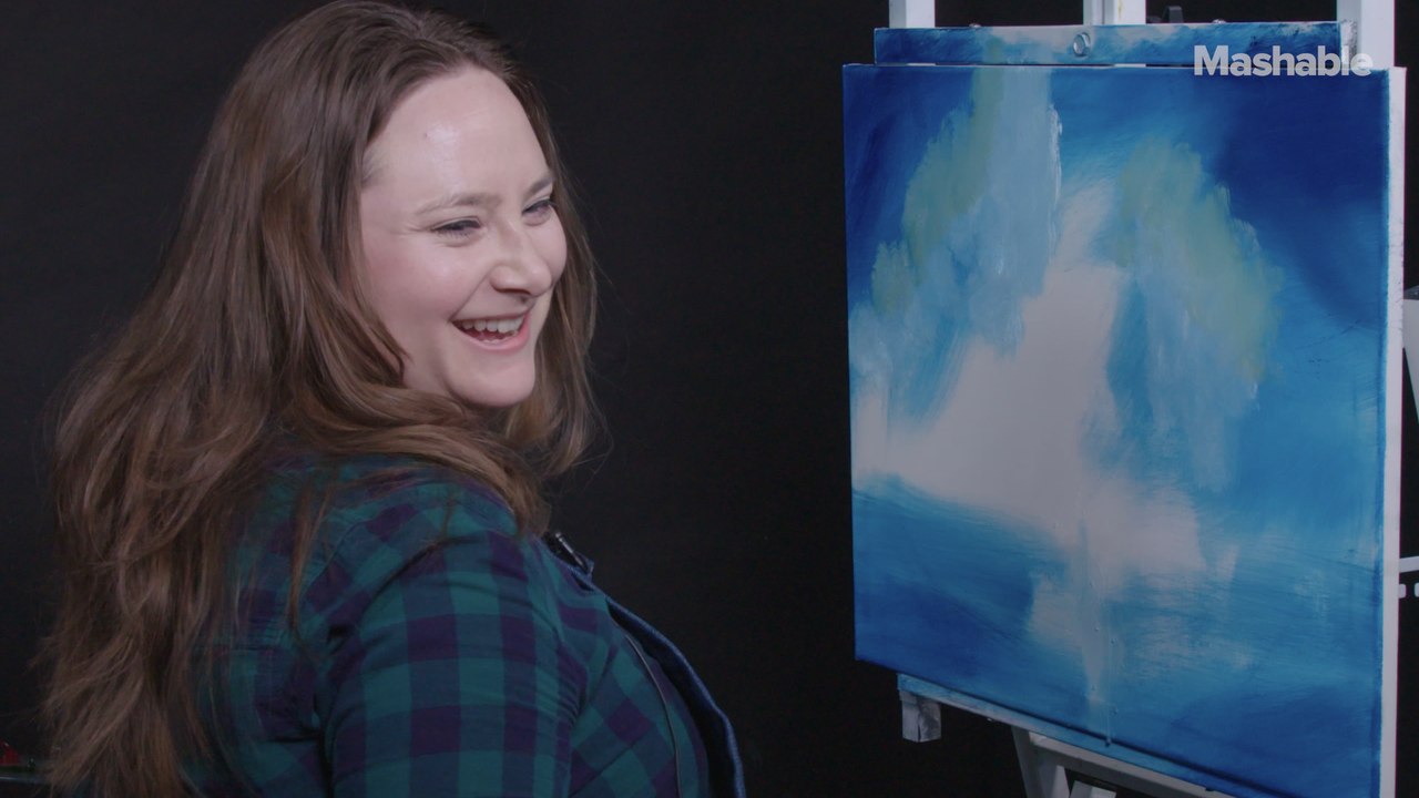 Comedian Katie Hartman paints 'Doo-Doo Island' and insists that Cher did it — The Bob Ross Challenge