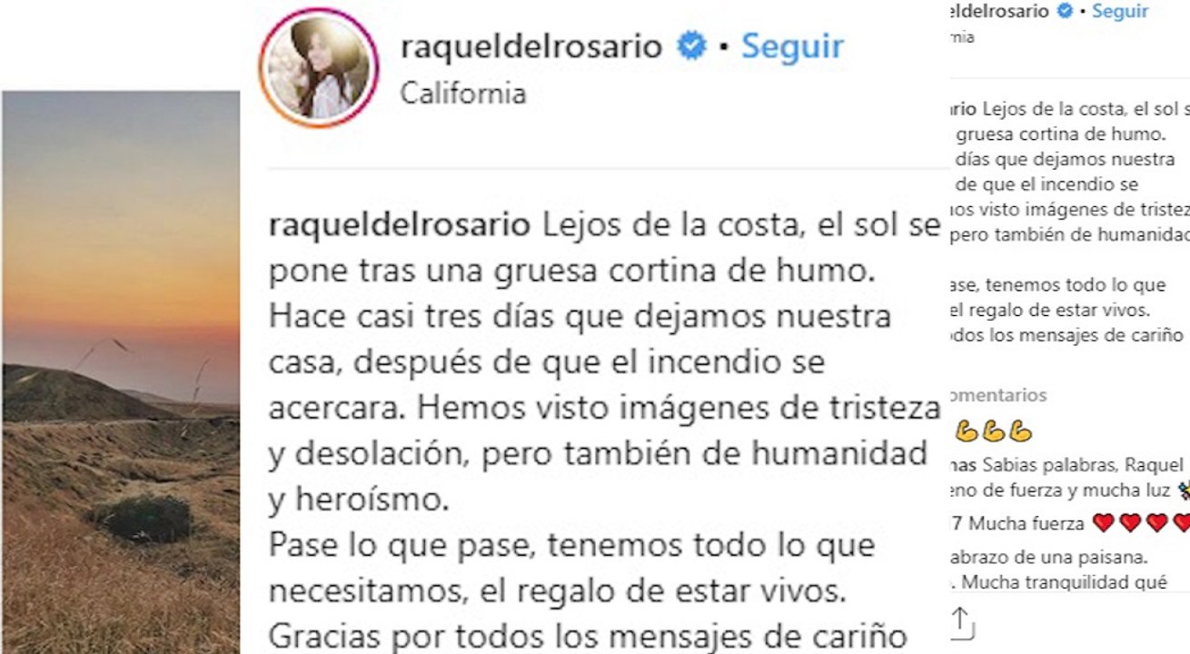 Raquel del Rosario, tres días fuera de casa tras el incendio de California