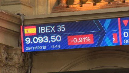 El Ibex 35 aguanta por poco los 9.100 puntos en la media sesión