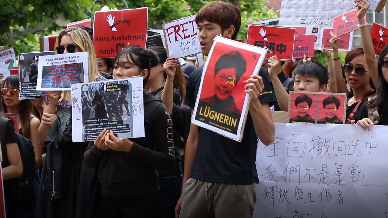 Protesters in Germany show support for Hong Kong over the extradition bill