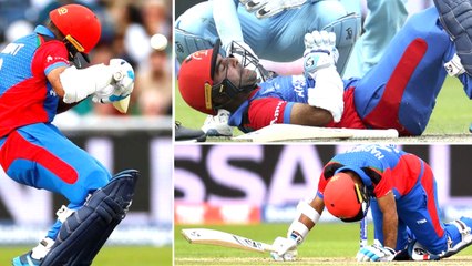 WORLD CUP 2019: ENG VS AFG: மார்க் வுட் வீசிய பந்து.. ஆப்கான் வீரர் காயம்!- வீடியோ