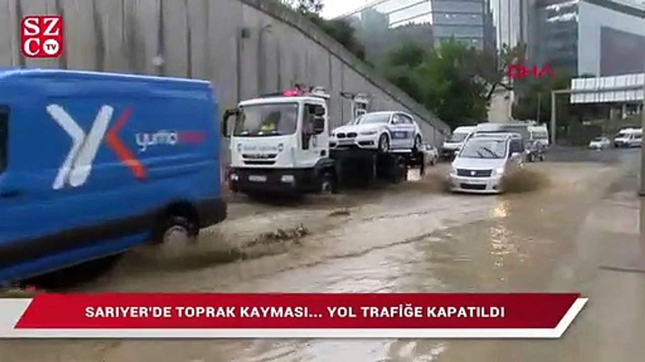 Sarıyer’de toprak kayması… Yol trafiğe kapatıldı