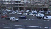 Taxistas de Madrid protestan en el Paseo de Castellana
