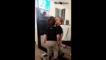 Adorable Boy Is Amazed By His Reflection In The Mirror