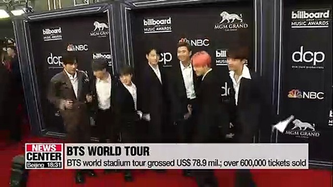 BTS world stadium tour grossed US$ 78.9 million, selling over 600,000 tickets