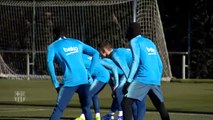 Primer entrenamiento de la semana del Barça