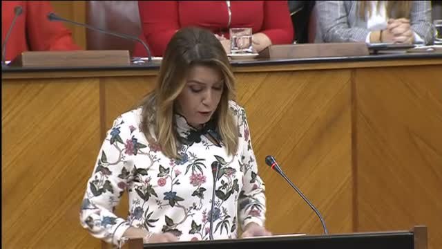 Susana Díaz a Juan Manuel Moreno: Usted llega a la presidencia con los herederos del franquismo