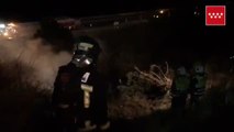 Un camión cargado de galletas se incendia en la A-1 en Somosierra