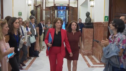 Lastra y Delgado entrando en hemiciclo del Congreso