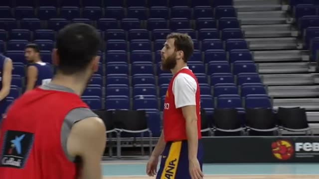 Sesión de tiro en el Wizink Center antes del partido contra Letonia