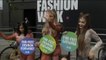 Miembros de PETA se visten de gatos para celebrar la prohibición del uso de pieles en la Semana de la Moda de Londres