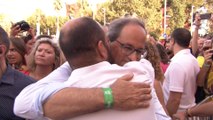 Torra, entre los manifestantes en la Diada