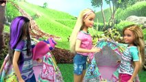 Barbie and Her Sisters Go Camping and Get Scared by a Monster ? - Dolls Playing in the Beach