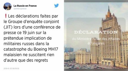 Crash du vol MH17. La Russie doit s'assurer que "justice" sera rendue