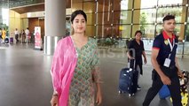 Bollywood Actress Janhvi Kapoor in Traditional Spotted on Mumbai Airport