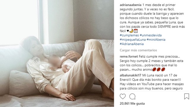 Adriana Abenia celebra el primer mes de su hija Luna
