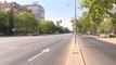 Escaso tráfico en el Paseo de la Castellana de Madrid