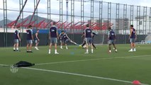 Último entrenamiento del Barça antes del partido ante el Boca Juniors