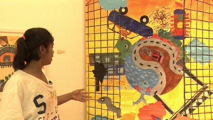 India art exhibition showcase painting by vulnerable children