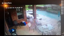 'Table needed cleaning anyway!' Texas storm blows garden furniture into pool