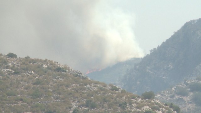 Efectivos trabajan para extinguir el incendio de Llutxent