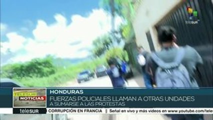 Policía de Honduras declara paro y protesta contra Gobierno de JOH