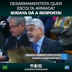 Senadora Soraya Thronicke (PSL-MS) dá resposta a desarmamentista que pediu escolta armada