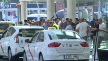 Taxistas en huelga en la Estación de Atocha