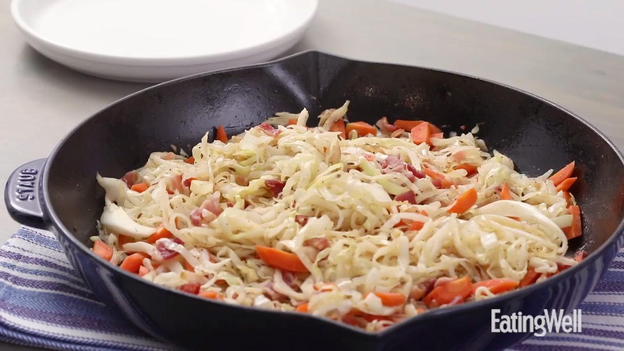 How to Make Pan-Fried Cabbage with Bacon & Shallot