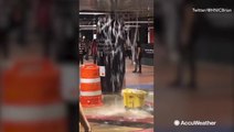 Gallons of water fall from the ceiling of Grand Central Terminal