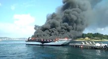 Incendio de un catamarán en Illa da Toxa (Pontevedra)