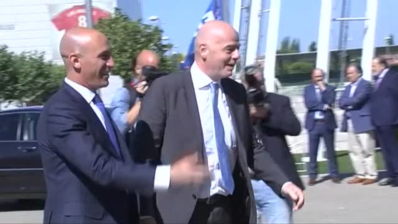 Primera Asamblea de la RFEF con Rubiales de presidente acompañado por Infantino y Ceferin