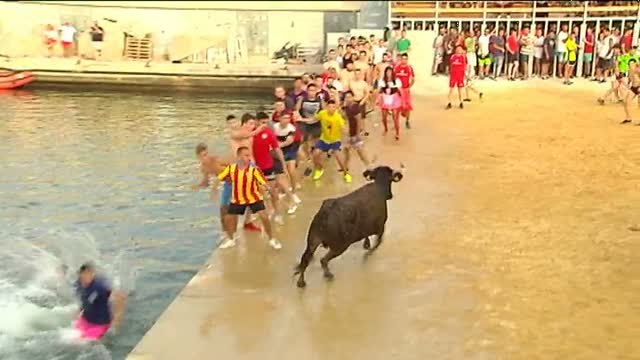Susto en la celebración de los Bous a la Mar en Denia