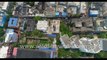 Aerial vew of Kolkata streets and buildings, from Parkstreet. 4k birds eye view, Kolkata, West Bengal, India.