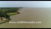 Rare Aerial view of Diamond Harbour, West Bengal, Bay of Bengal, India, 4k Aerial stock footage.