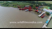 Aerial view of Diamond Harbour, West Bengal, Bay of Bengal, India, 4k Aerial stock footage