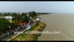 Panoram view of Diamond Harbour, West Bengal, Bay of Bengal, India, 4k Aerial stock footage