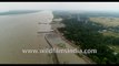Panorama view of  Kakdwip Gangasagar, Bay of Bengal, West Bengal, India - 4k Aerial Stock  Footage for films