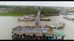 Kakdwip Gangasagar , Hooghly River, West Bengal, Bay of Bengal, India - 4k Aerial stock footage