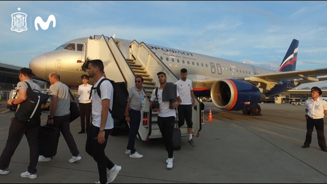 La Selección Española de Fútbol llega a Moscú