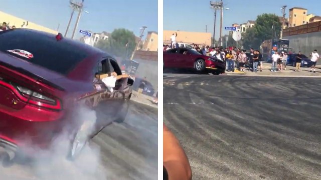 Il fait des gros donuts avec sa Dodge Charger et s'explose contre un trottoir comme un cake