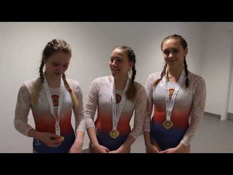 Russian girls trampoline team interview after final - in Russian!