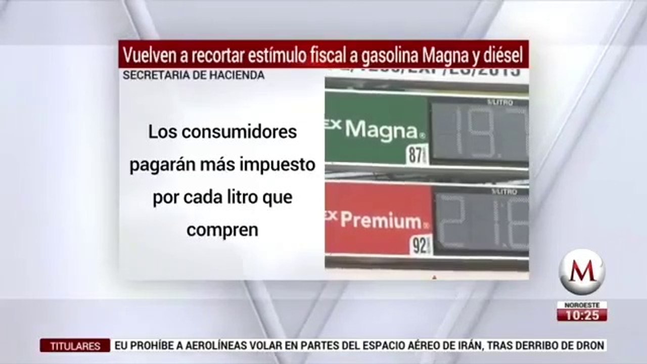 Hacienda vuelve a recortar estimulo fiscal a gasolina Magna y diesel