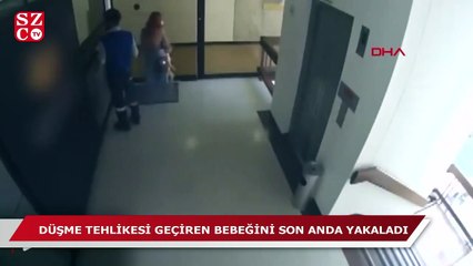 Annenin bebeğini kurtarma anı kamerada