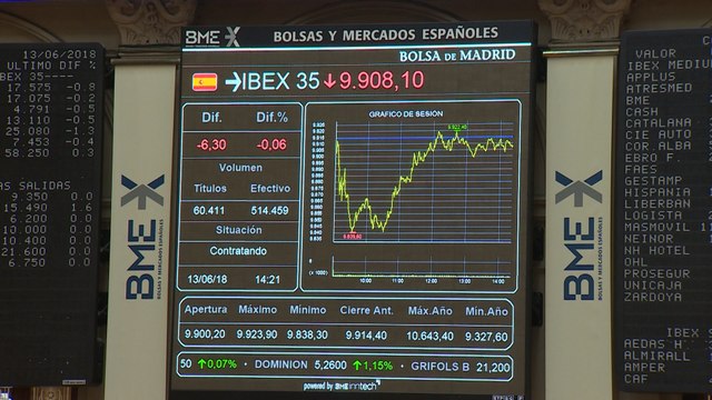 El Ibex 35 cotiza plano a media sesión