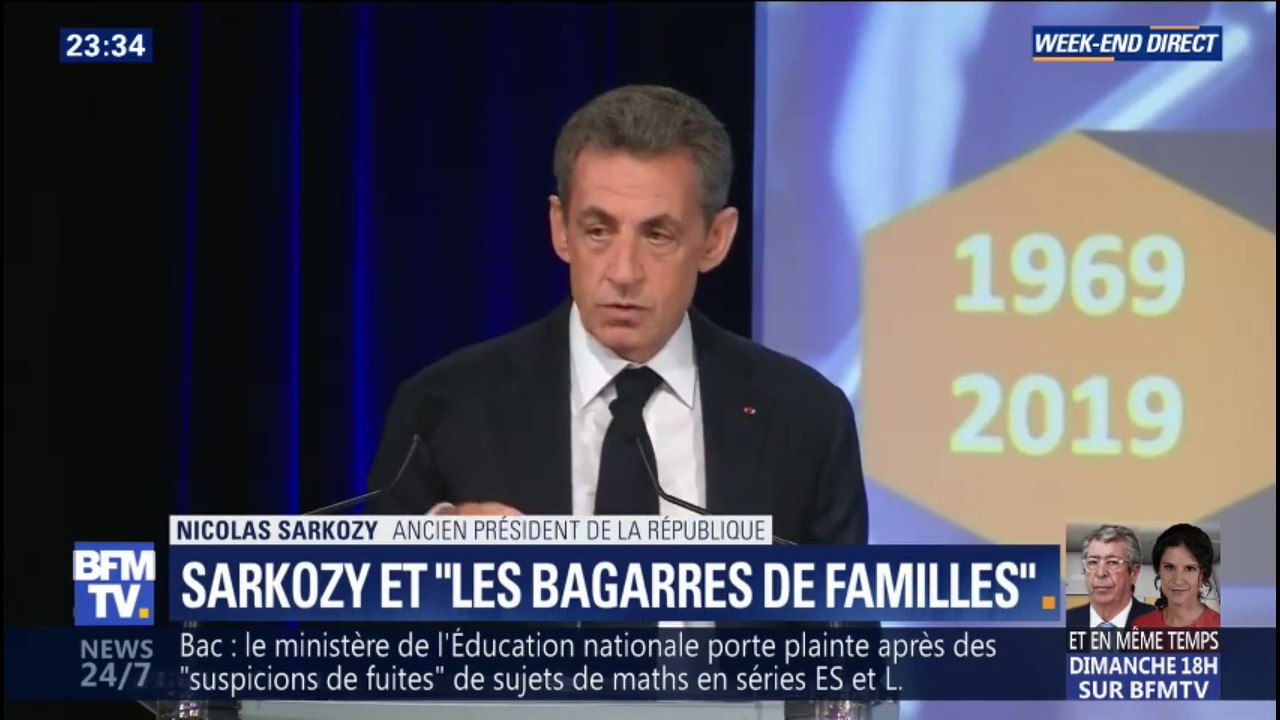 Dans un colloque consacré à Georges Pompidou, Nicolas Sarkozy évoque une "bagarre de familles" chez Les Républicains