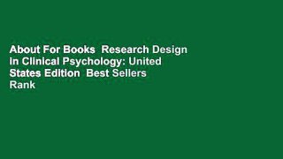 About For Books  Research Design in Clinical Psychology: United States Edition  Best Sellers Rank