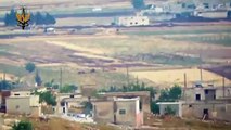 تدمير سيارة نقل عسكرية محملة بالعناصر لعصابات الأسد على جبهة الحردانة في ريف حماة بصاروخ مضاد دروع