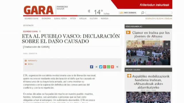 ETA reconoce el daño causado y asegura que lo siente de veras al hablar de las víctimas